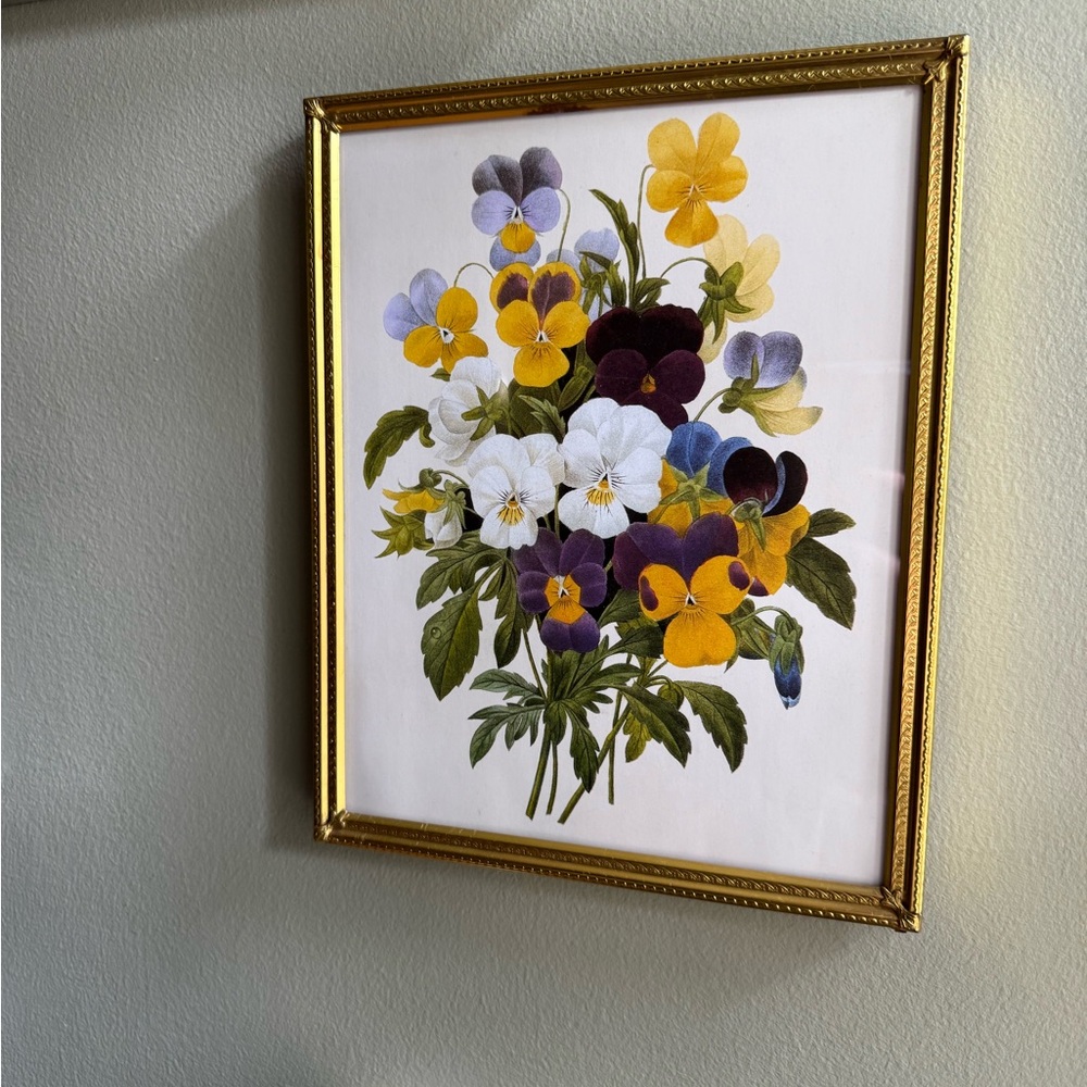 Floral Art Print with antique Gold Frame - Picture 2 of 5